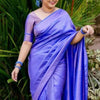 Seraglio Royal Blue Kanjivaram Silk Saree With Eloquence Blouse Piece