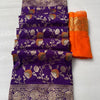 Enticing Purple Soft Banarasi Silk Saree With Desultory Blouse Piece
