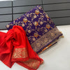 Enticing Purple Soft Banarasi Silk Saree With Desultory Blouse Piece