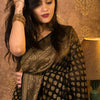 Dazzling Black Soft Banarasi Silk Saree With Gleaming Blouse Piece