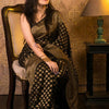 Dazzling Black Soft Banarasi Silk Saree With Gleaming Blouse Piece