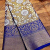 Imbrication Royal Blue Kanjivaram Silk Saree With Glamorous Blouse Piece