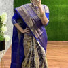 Imbrication Royal Blue Kanjivaram Silk Saree With Glamorous Blouse Piece