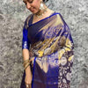 Imbrication Royal Blue Kanjivaram Silk Saree With Glamorous Blouse Piece