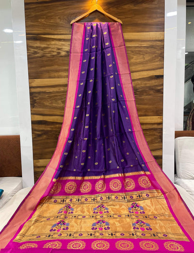 Delectable Purple Paithani Silk Saree With Felicitous Blouse Piece