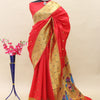 Desultory Red Paithani Silk Saree With Smashing Blouse Piece