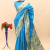 Marvellous Firozi Paithani Silk Saree With Innovative Blouse Piece
