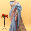 Elegant Grey Paithani Silk Saree With Flattering Blouse Piece