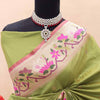 Amazing Mehndi Paithani Silk Saree With Pretty Blouse Piece
