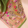 Amazing Mehndi Paithani Silk Saree With Pretty Blouse Piece