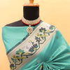 Demanding Sea Green Paithani Silk Saree With Smart Blouse Piece