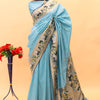 Adorable Sky Paithani Silk Saree With Groovy Blouse Piece