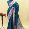 Desirable Teal Blue Paithani Silk Saree With Mesmeric Blouse Piece