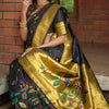 Amazing Black Paithani Silk Saree With Sophisticated Blouse Piece