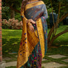 Alluring Grey Paithani Silk Saree With Dazzling Blouse Piece
