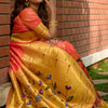 Outstanding Peach Paithani Silk Saree With Eye-catching Blouse Piece