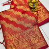 Desiring Red Organza Silk Saree With Adorable  Blouse Piece