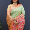 Efflorescence Pista Paithani Silk Saree With Seraphic Blouse Piece