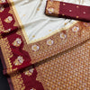 Trendy Off White Soft Banarasi Silk Saree With Scrumptious Blouse Piece