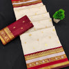 Piquant Off White Soft Banarasi Silk Saree With Quixotic Blouse Piece