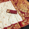 Sumptuous Off White Soft Banarasi Silk Saree With Epiphany Blouse Piece