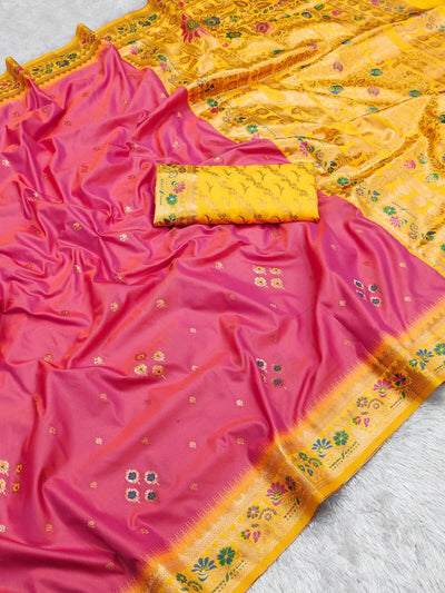 Classic Pink Soft Banarasi Silk Saree With Bewitching Blouse Piece
