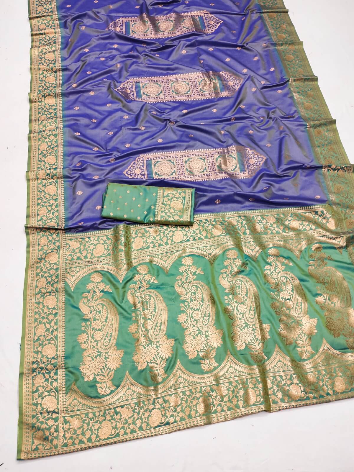 Invaluable Blue Soft Banarasi Silk Saree With Felicitous Blouse Piece