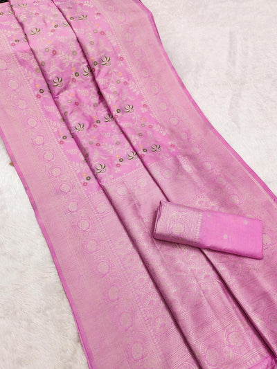 Radiant Pink Soft Banarasi Silk Saree With Enticing Blouse Piece