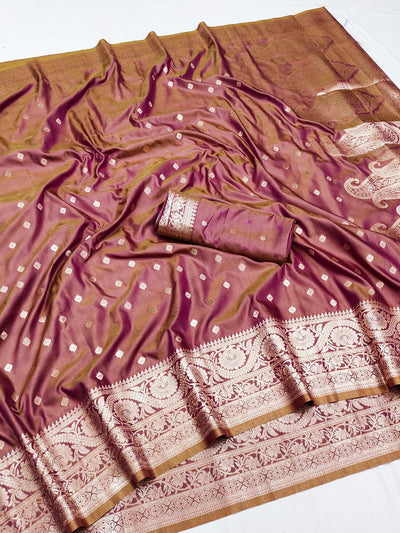Profuse Pink Soft Banarasi Silk Saree With Incredible Blouse Piecew