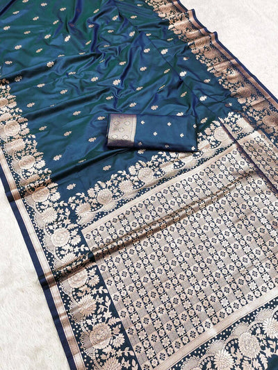 Marvellous Teal Blue Soft Banarasi Silk Saree With Majesty Blouse Piece