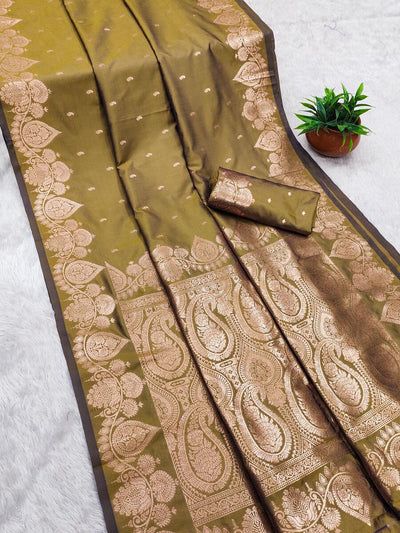 Incomparable Mustard Soft Banarasi Silk Saree With Majesty Blouse Piece