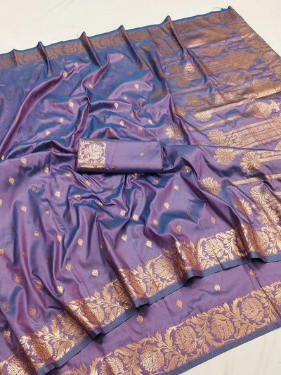 Susurrous Lavender Soft Banarasi Silk Saree With Enthralling Blouse Piece