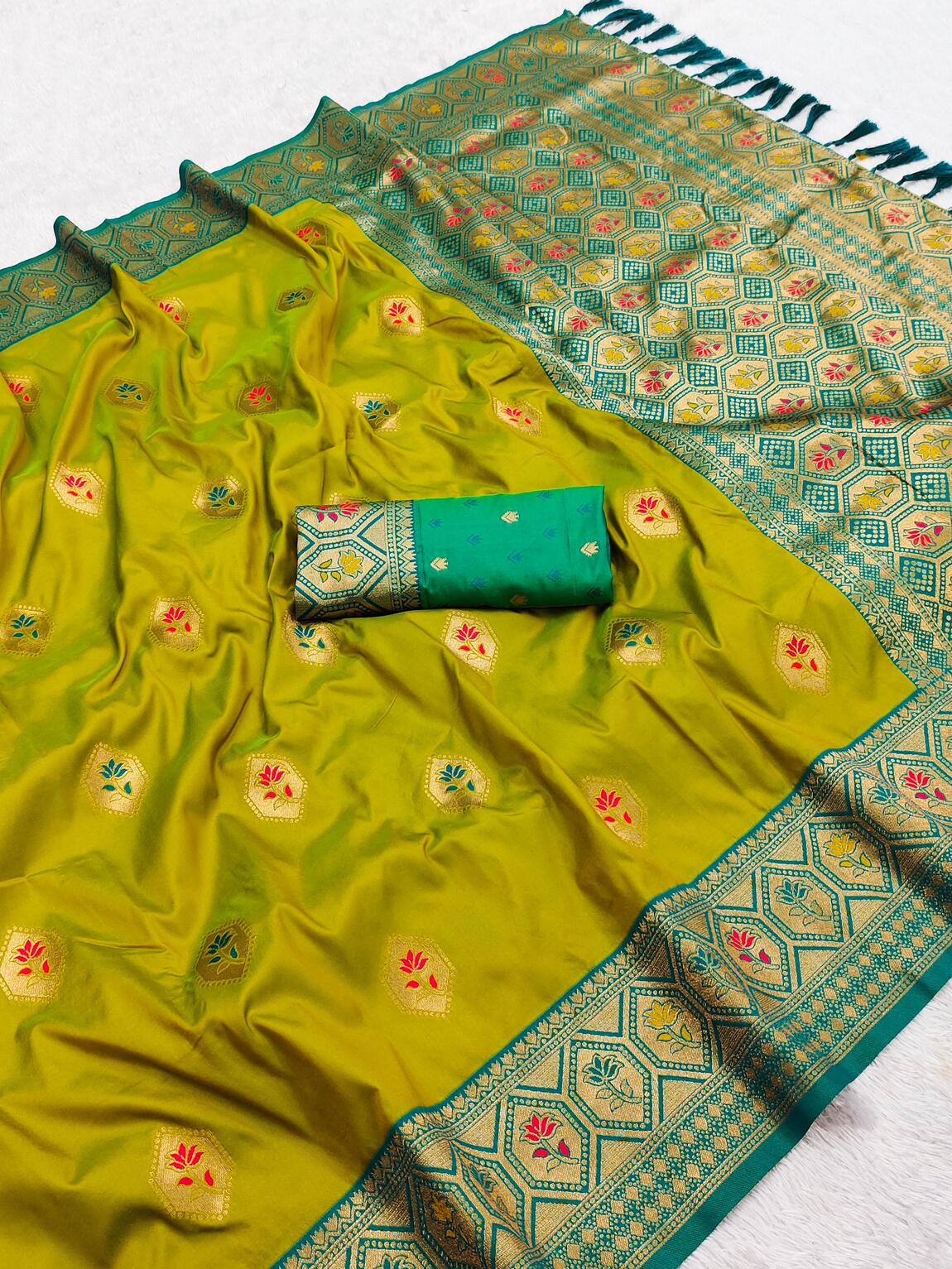 Jubilant Mustard Soft Banarasi Silk Saree With Gratifying Blouse Piece