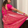 Gossamer Dark Pink Soft Banarasi Silk Saree With Imaginative Blouse Piece