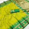 Ratatouille Parrot Soft Banarasi Silk Saree With Enamoring Blouse Piece