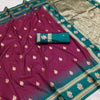 Desuetude Wine Soft Banarasi Silk Saree With Most Stunning Blouse Piece