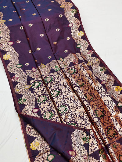 Imaginative Wine Soft Banarasi Silk Saree With Symmetrical Blouse Piece