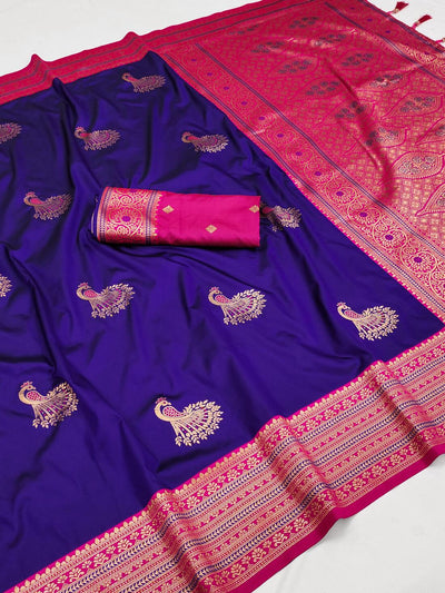 Attractive Royal Blue Paithani Silk Saree With Tempting Blouse Piece