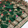 Designer Dark Green Soft Banarasi Silk Saree With Surpassing Blouse Piece
