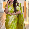 Chatoyant Parrot Soft Banarasi Silk Saree With Fragrant Blouse Piece