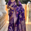 Demesne Purple Soft Banarasi Silk Saree With Palimpsest Blouse Piece
