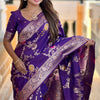 Demesne Purple Soft Banarasi Silk Saree With Palimpsest Blouse Piece
