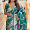 Denouement Rama Soft Banarasi Silk Saree With Fragrant Blouse Piece