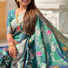 Denouement Rama Soft Banarasi Silk Saree With Fragrant Blouse Piece