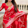 Incredible Red Soft Banarasi Silk Saree With Alluring Blouse Piece