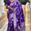 Proficient Royal Purple Soft Banarasi Silk Saree With Enigmatic Blouse Piece