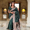 Gossamer Dark Green Soft Banarasi Silk Saree With Lagniappe Blouse Piece