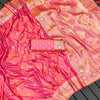 Lustrous Pink Soft Banarasi Silk Saree With Mellifluous Blouse Piece