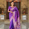 Nebula Purple Soft Banarasi Silk Saree With Scrupulous Blouse Piece