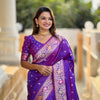 Nebula Purple Soft Banarasi Silk Saree With Scrupulous Blouse Piece